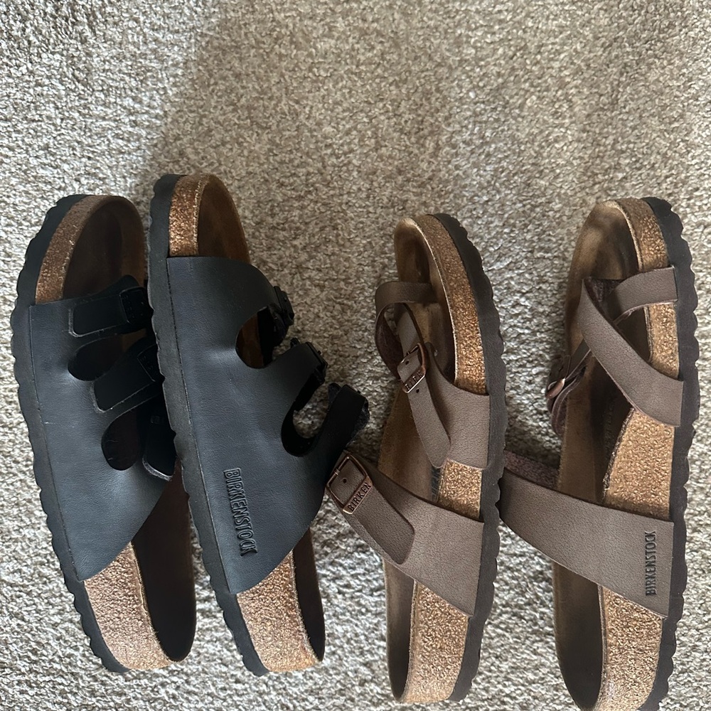 BUNDLE - both pair! Birkenstock Black and Brown Sandals